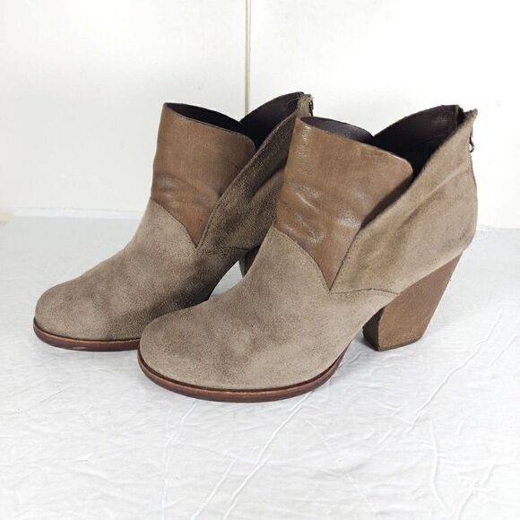 Kork Ease Women's Maggie US9M Taupe Leather Back Zip Ankle Booties Boots - Picture 1 of 11